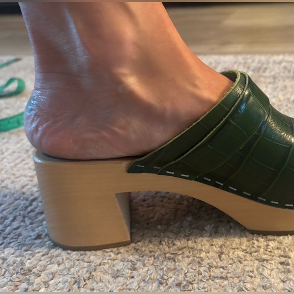 Swedish Hasbeens Green Croc-Embossed Mules - Picture 6 of 8